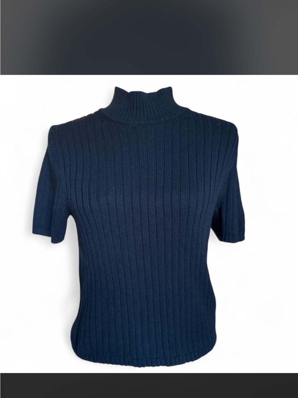 J. Crew Navy Ribbed Short-Sleeve Mock Neck Sweater